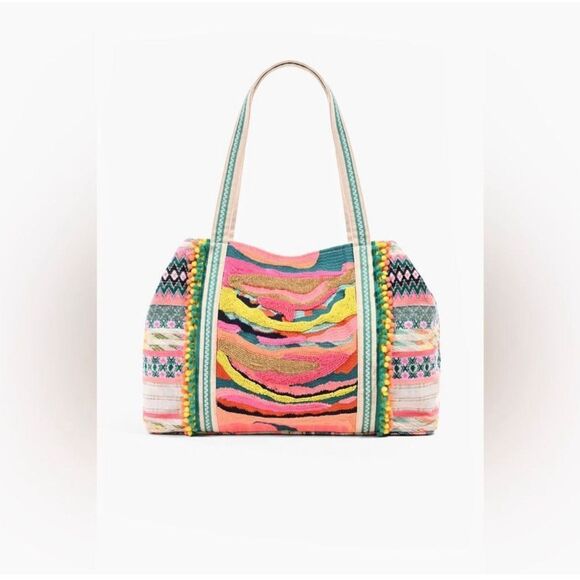 America and Beyond DAPHNE EMBELLISHED MULTI-COLORED HAND BEADED TOTE - Picture 4 of 8